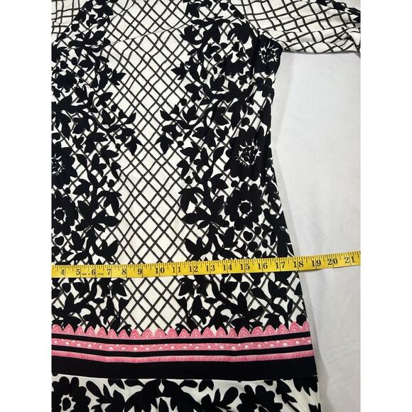 Eliza J Floral Shift Dress Womens Size 12 Black White Classic Round Neck - Picture 8 of 10